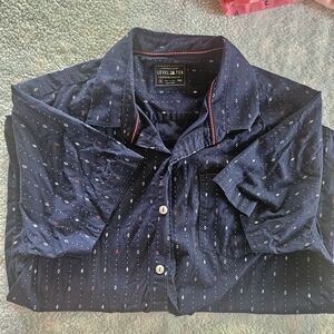 Casual Blue Button Down Shirt with Subtle Pattern